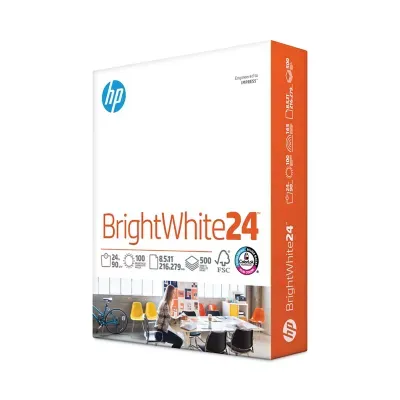 Brightwhite24 Paper, 100 Bright, 24lb, 8.5 x 11, Bright White, 500/Ream