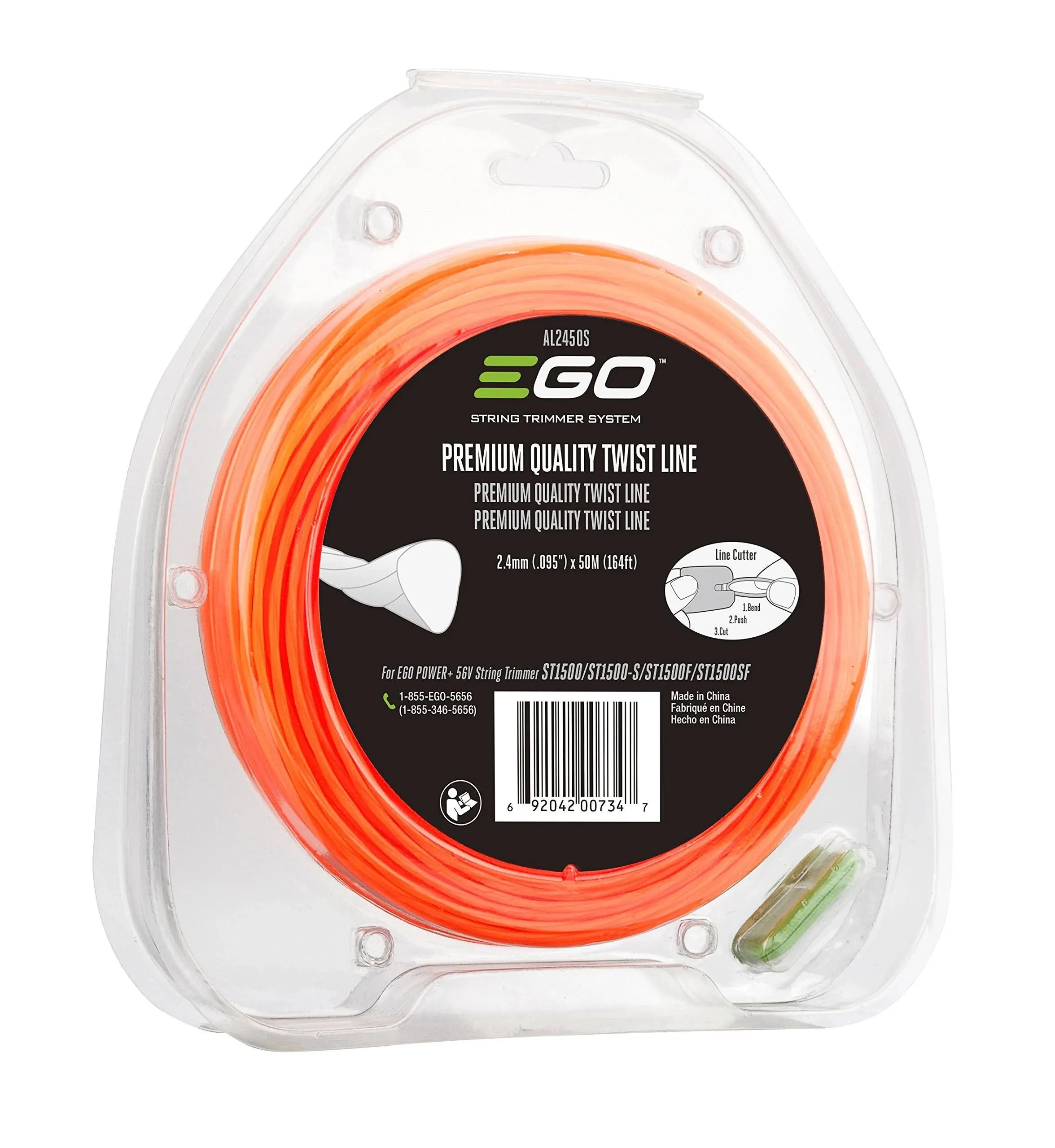 EGO Power+ AL2450S 0.095" Premium Quality Twist Line for EGO 15-Inch String Trimmer, Orange