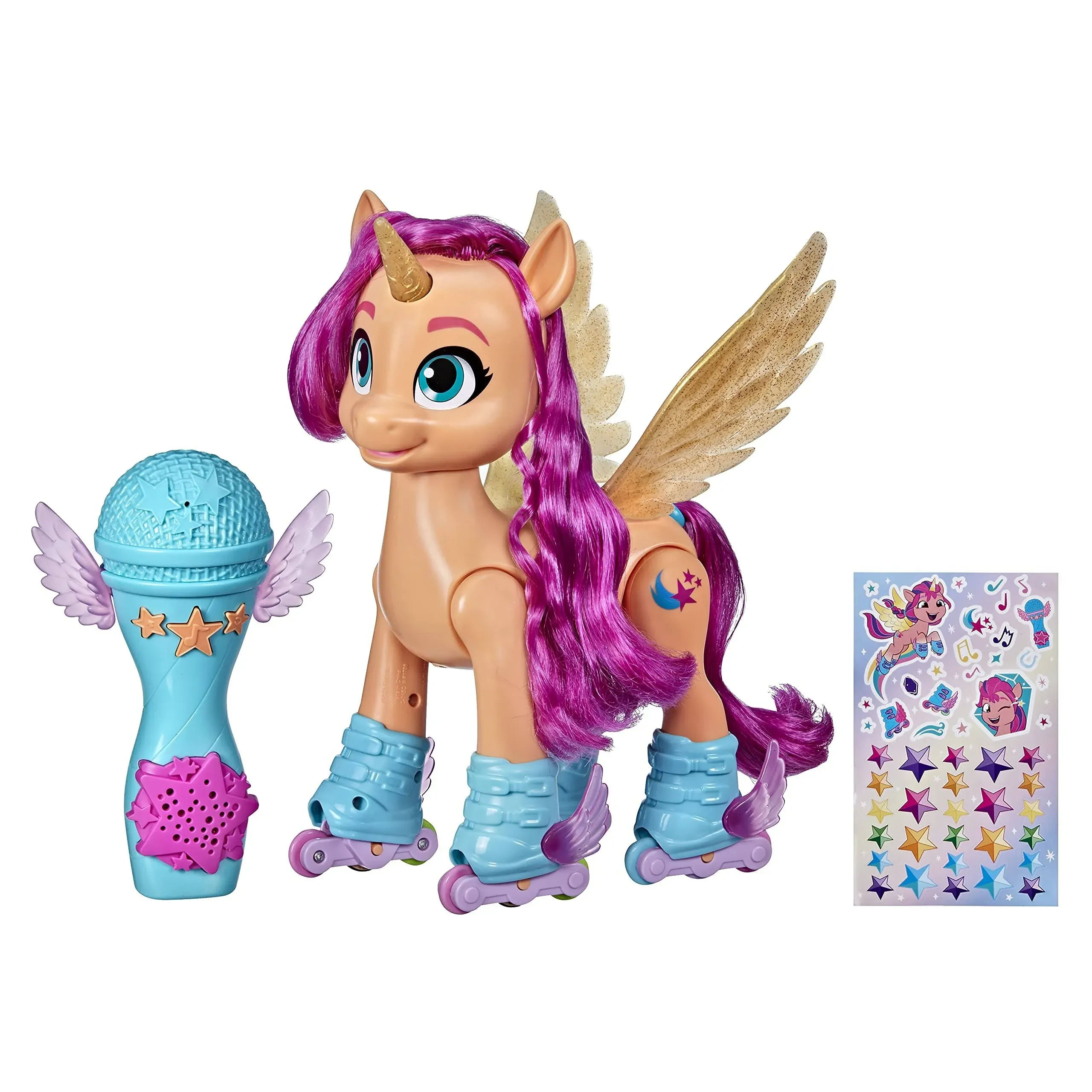 MY LITTLE PONY,  Sing &#039;N Skate Sunny Starscout, 50 + Reaction, Unicorn Horn, NEW