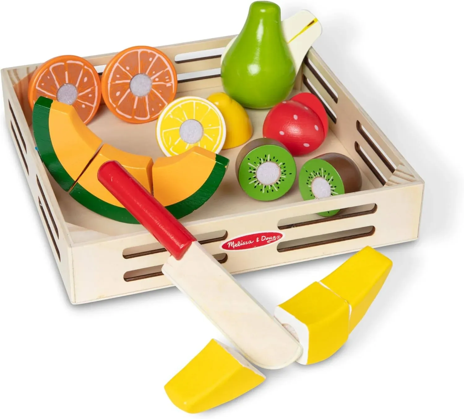 Melissa & Doug Cutting Fruit Set - Wooden Play Food Kitchen Accessory- 4021