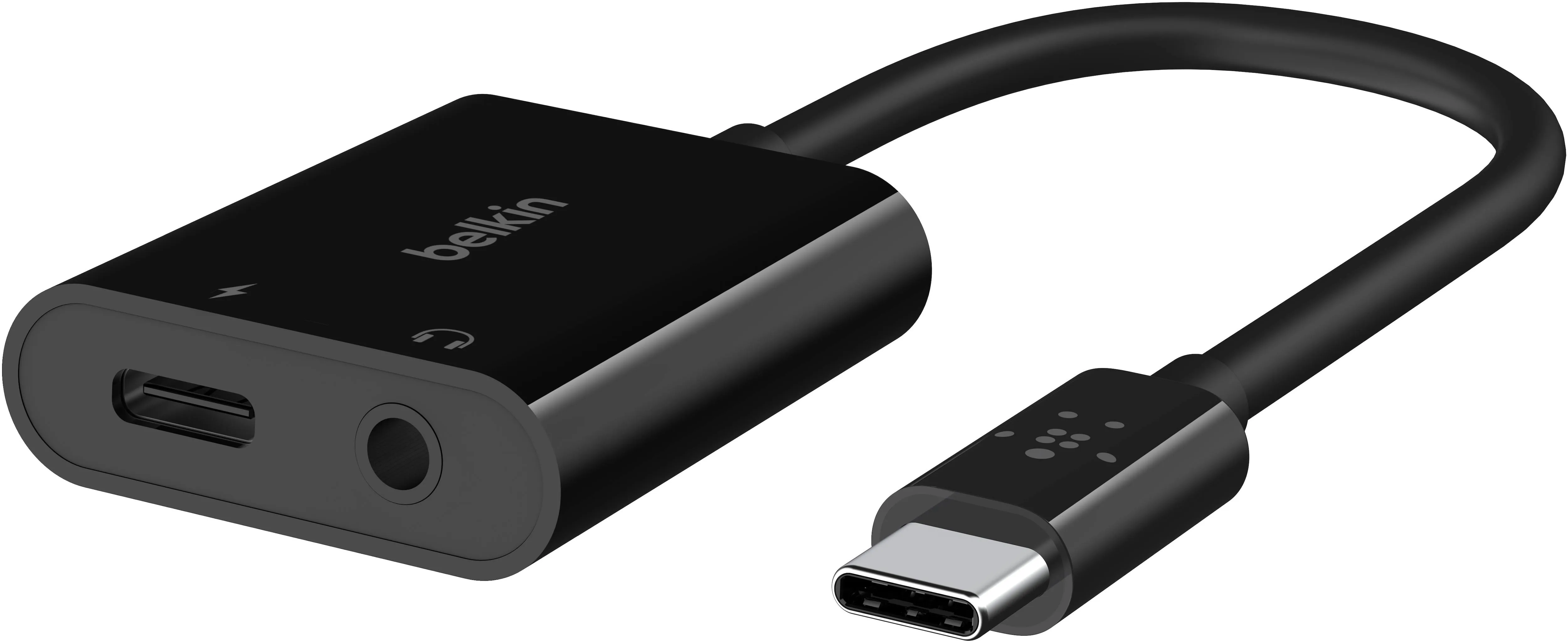 Belkin RockStar™ 3.5mm Audio with USB-C Charge Adaptor Included, USB-C Audio Adaptor Compatible with iPad Pro, Galaxy, Note, Google Pixel, LG G6, Sony Xperia, OnePlus and More - Black