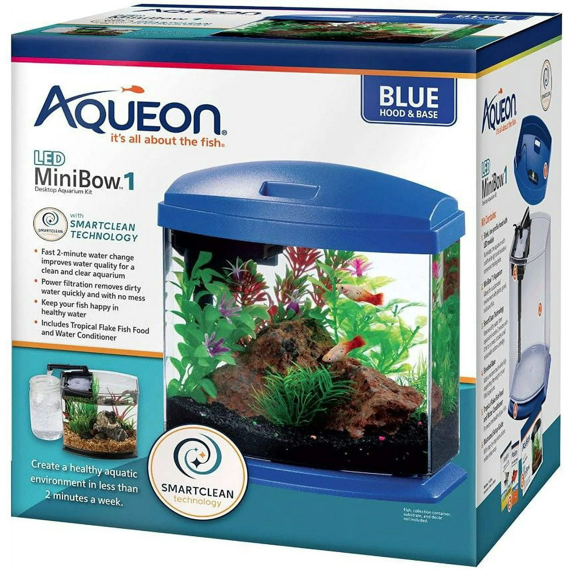 Aqueon 00800197: Kit de acuario Mini Bow Led Azul 1G