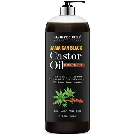 MAJESTIC PURE Jamaican Black Castor Oil W/OUT Pump for Hair, Skin &amp; Nails 16oz