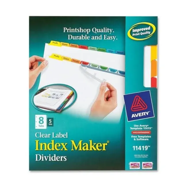 Avery Index Maker Print & Apply Clear Label Dividers