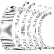 Antec Power Supply Sleeved Cable, PSU Extension Cable Kit / 1x24pin ATX / 2x8pin (4+4) EPS / 3x8pin (6+2) PCI-E, 30cm Length with Combs, Dual EPS White (White Connector)