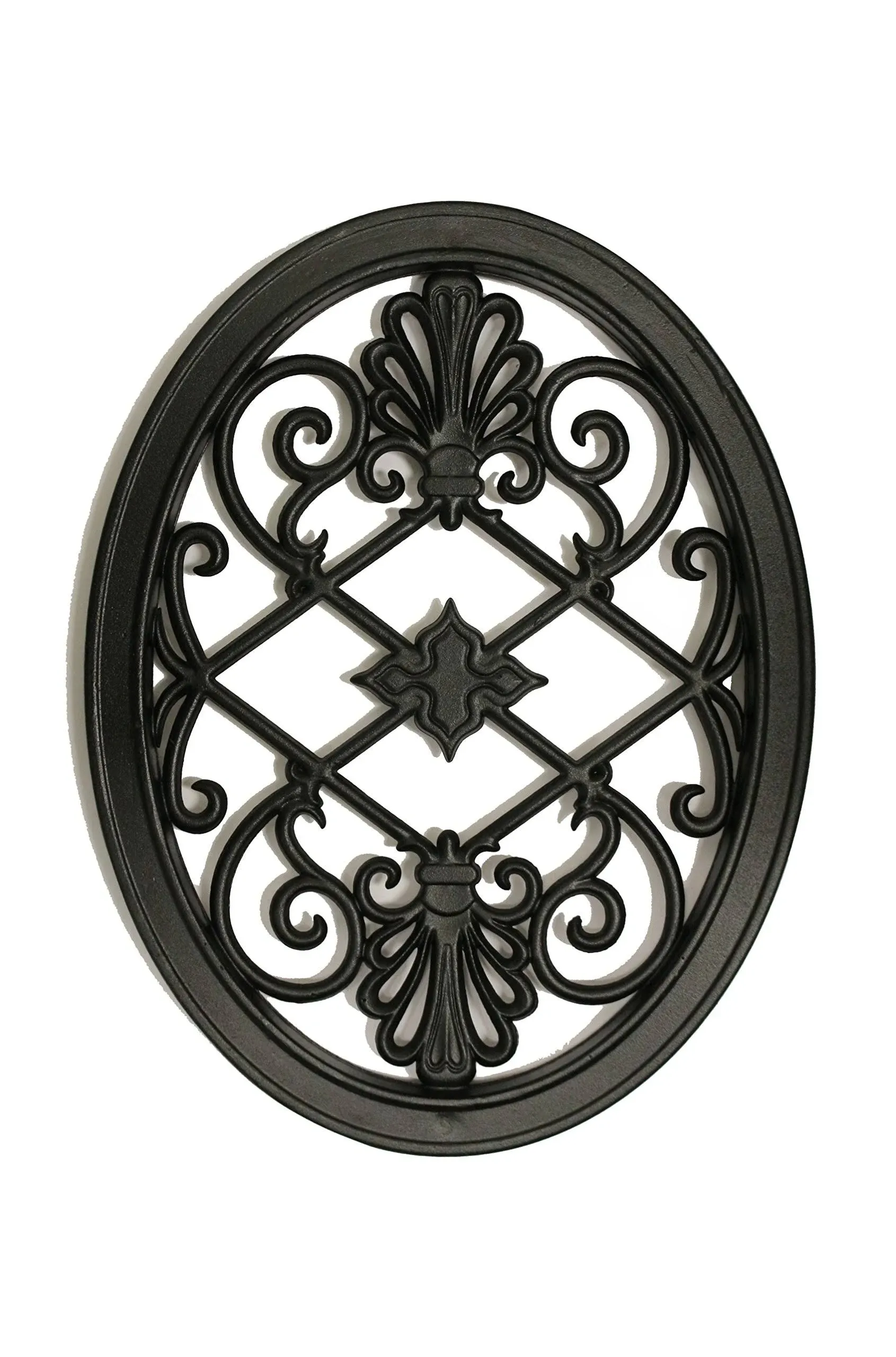 OVAL BLACK CAST ALUMINUM FENCE & GATE INSERT - 13in x 17in