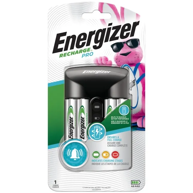 Energizer Rechargeable AA and AAA Battery Charger (Recharge Pro) with 4 AA NiMH Rechargeable Batteries CHPROWB4