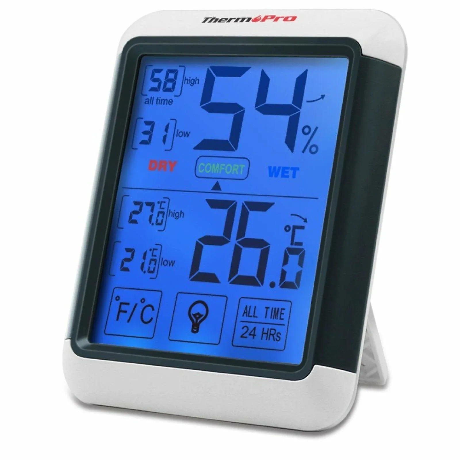 ThermoPro Tp55 Digital Hygrometer Indoor Thermometer Humidity Gauge with Jumbo Touchscreen and Backlight Temperature Humidity Monitor