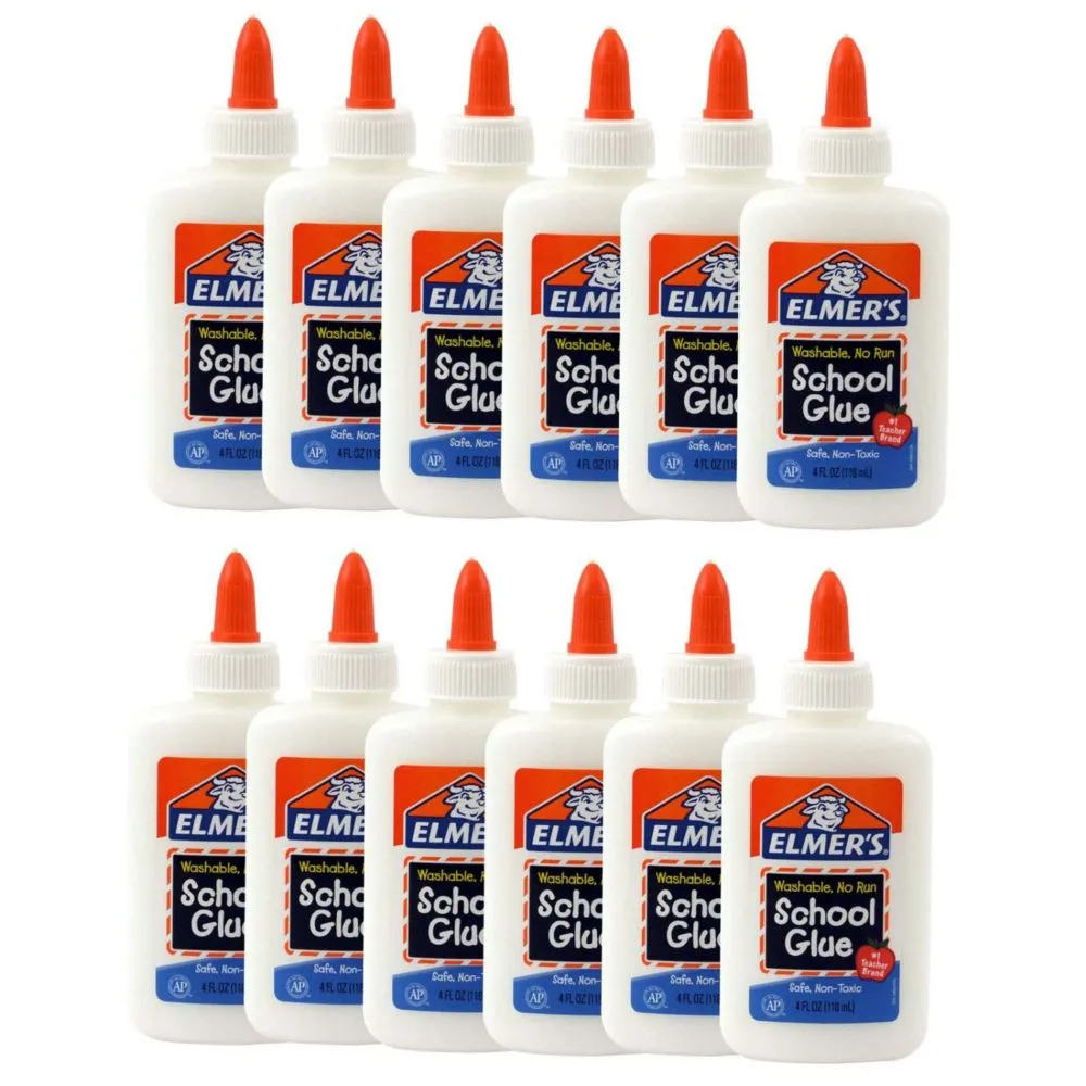 Elmer's Washable School Glue 4 oz. Pack of 12, White