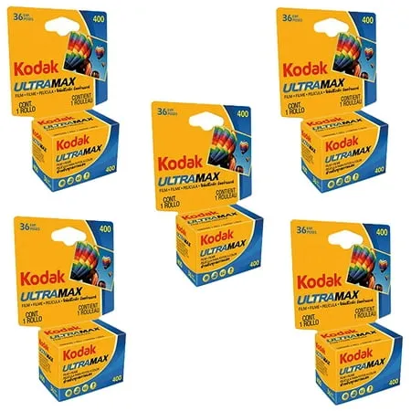 Kodak 603 4078 Ultramax 400 Color Negative Film (ISO 400) 35mm 36 Exposures Carded 5 Pack