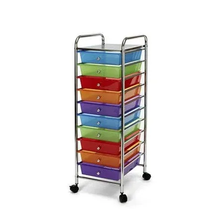 Seville Classics 10-Drawer Organizer Cart, Frost White