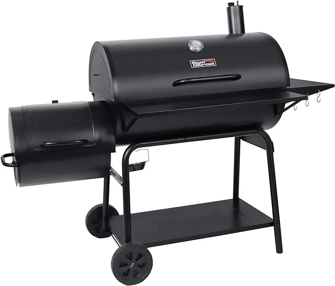 Royal Gourmet CC2036F Charcoal Grill with Offset Smoker Burch BBQ Barrel Grill and Smoker Combo, 1200 Square Inches for Large Event Gathering Patio and Backyard Cooking, Black