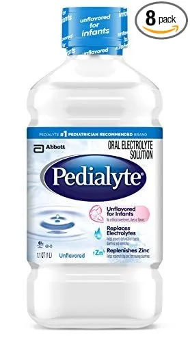 Pedialyte Oral Electrolyte Solution, Unflavored, 1-Liter, 8 Count by Pedialyte