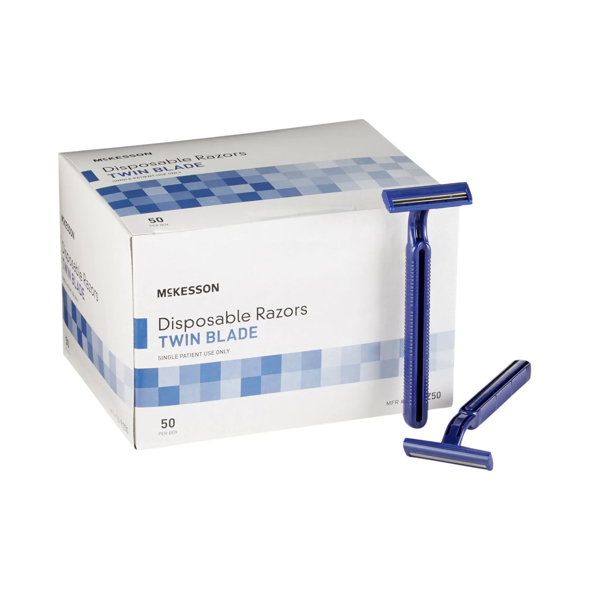 McKesson Twin-Blade Disposable Razor, Blue - Box/50