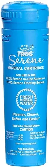 Frog Serene Mineral Replacement Cartridge for Hot Tubs for use only with Frog Serene in-Line and Floating Sanitizing Systems for Spas up to 600 gallons, Quick and Easy Hot Tub Sanitizer