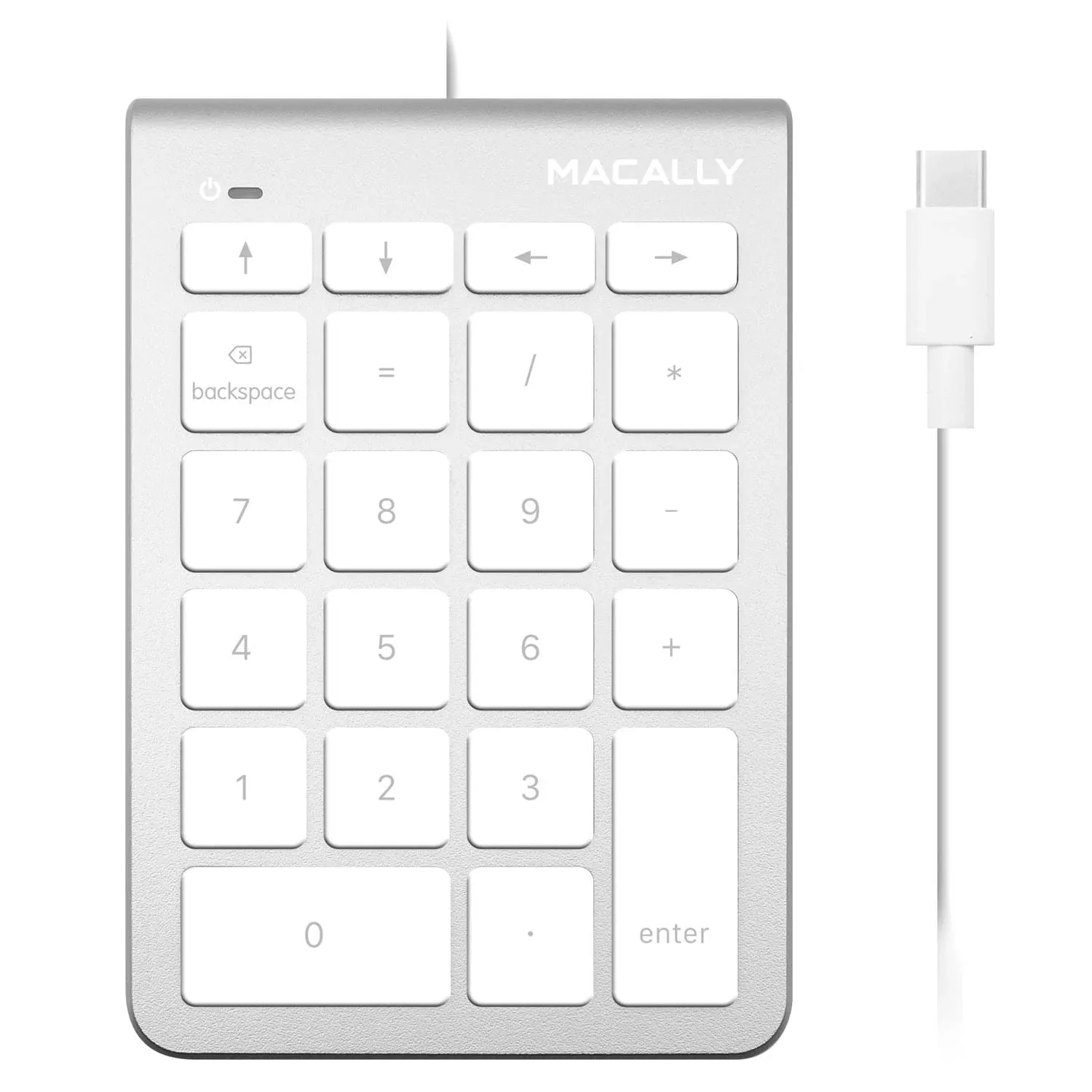 Macally Wired USB C Number Pad Keyboard - Type C Numeric Keypad for Laptop, Apple Mac iMac MacBook Pro/Air, Windows PC, or Desktop Computer - 10.