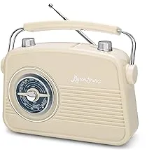 ByronStatics Portable Radio AM FM, Vintage Retro Radio with Built in Speakers, Best Reception and Longest Lasting, Power Plug or 1.5V AA Battery - Cream