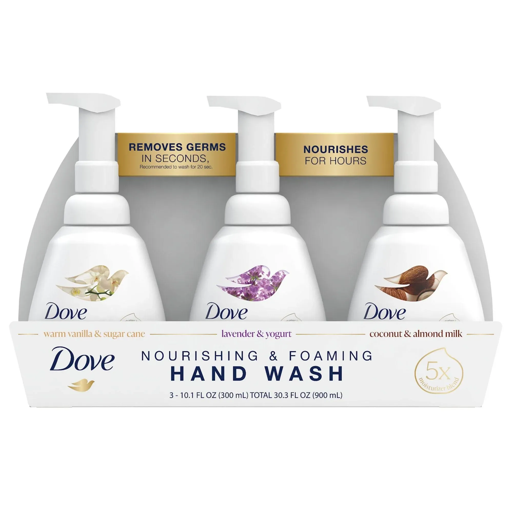 New Dove Foaming Hand Soap Variety Pack Lavender Vanilla Coconut Almond 3 bottle