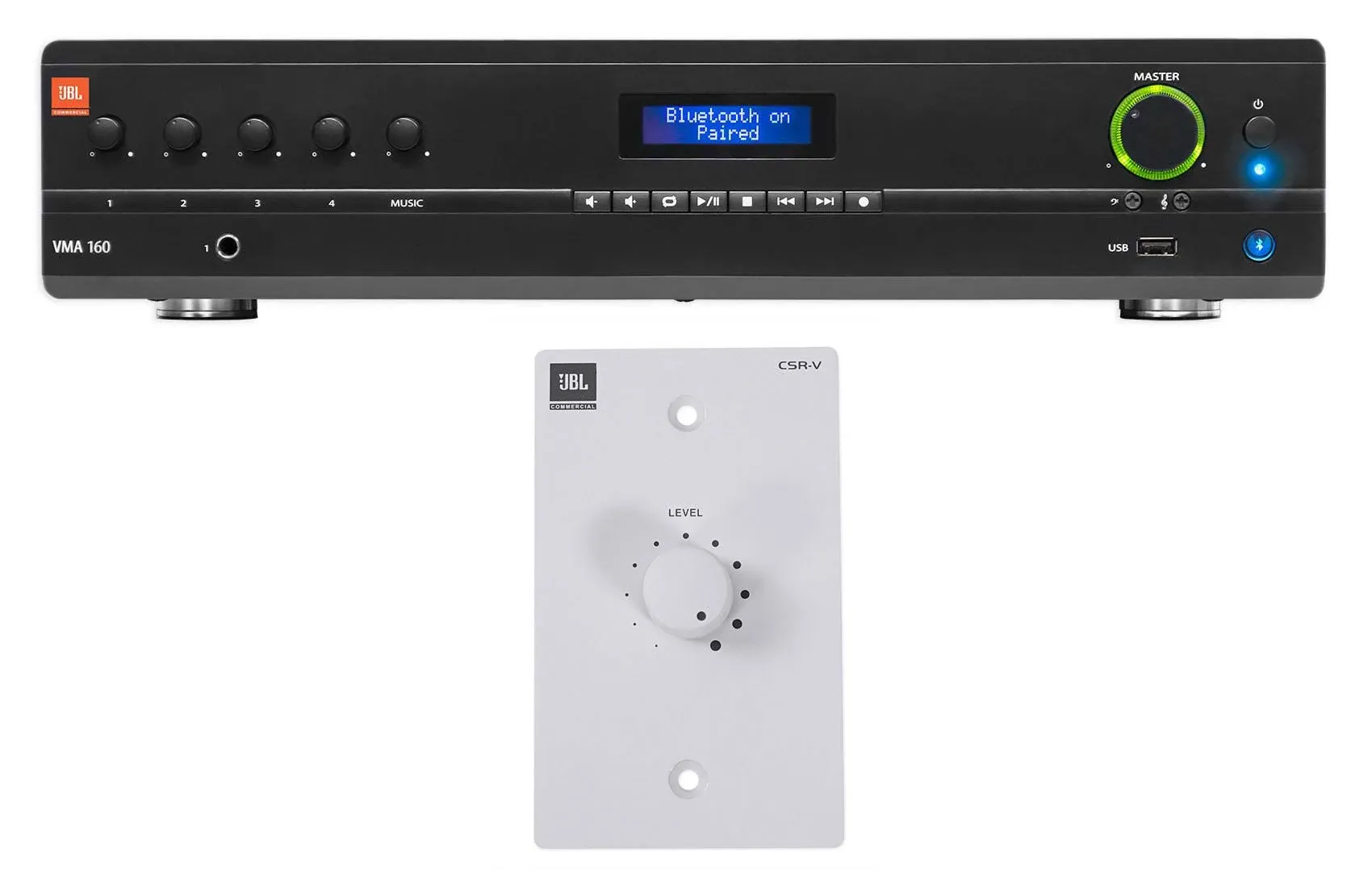 JBL VMA160 Commercial/Res<wbr/>taurant 120W Bluetooth Amplifier+Whit<wbr/>e Wall Controller