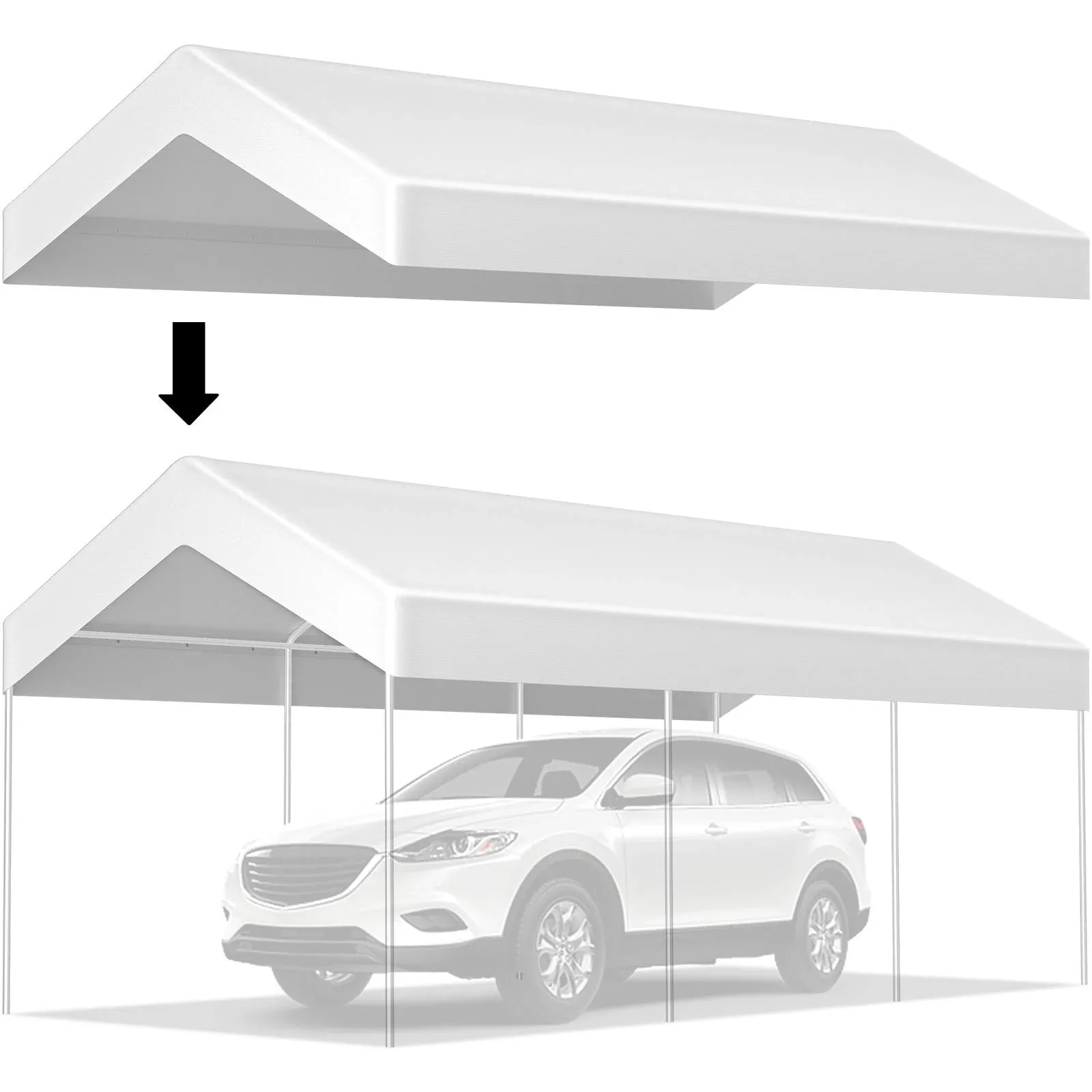 VEVOR 10 x 20 ft. Carport Replacement Canopy Cover White