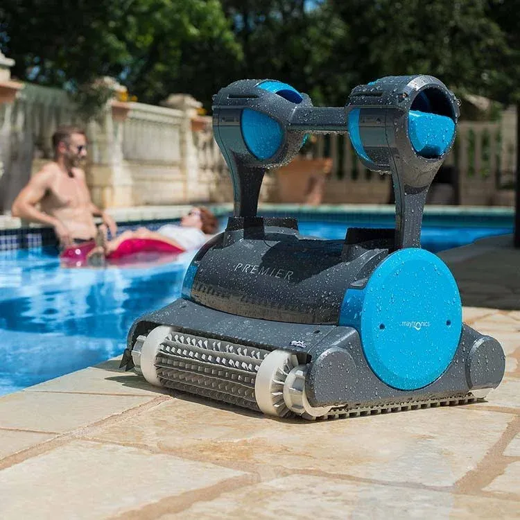 DOLPHIN Premier Robotic Pool Cleaner with Powerful Dual Scrubbing Brushes and Multiple Filter Options, Ideal for In-ground Swimming Pools up to 50 Feet.