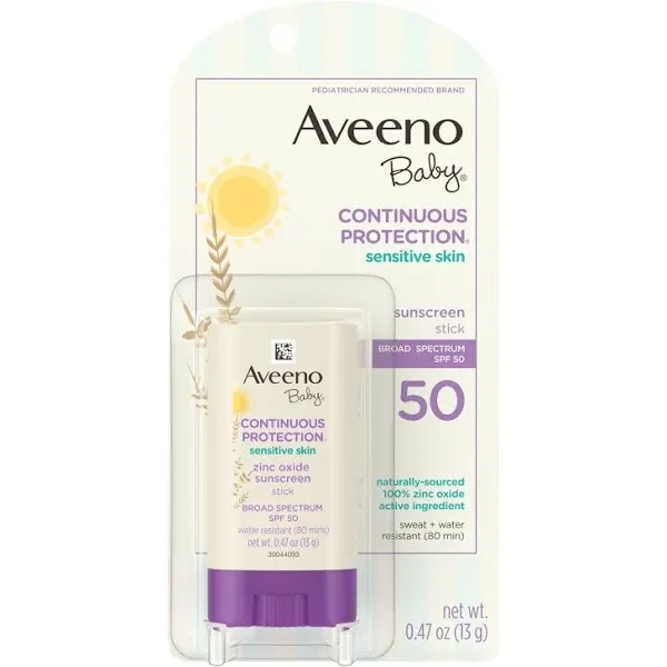 Aveeno Baby Continuous Protection Zinc Oxide Mineral Sunscreen, SPF 50 - 3 oz | CVS