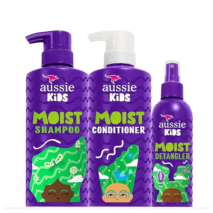 Aussie Kids Moist Shampoo, Conditioner, and Detangler Pack