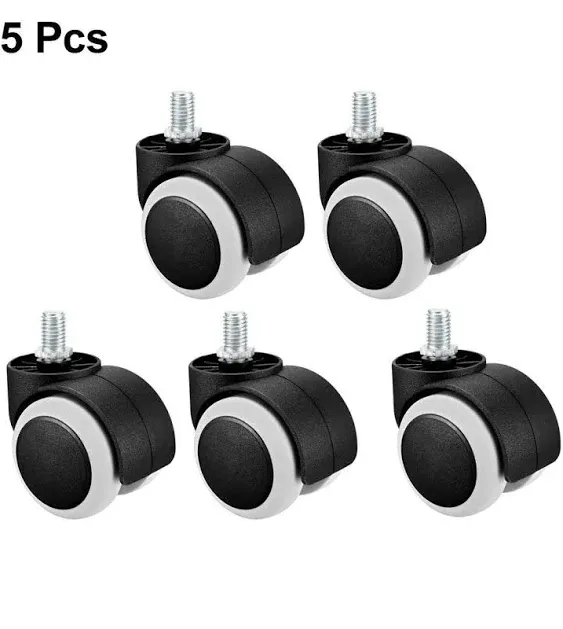 Office Chair Casters Wheels 2 Inch PU Twin Wheel M10X14Mm Threaded Stem Swivel C