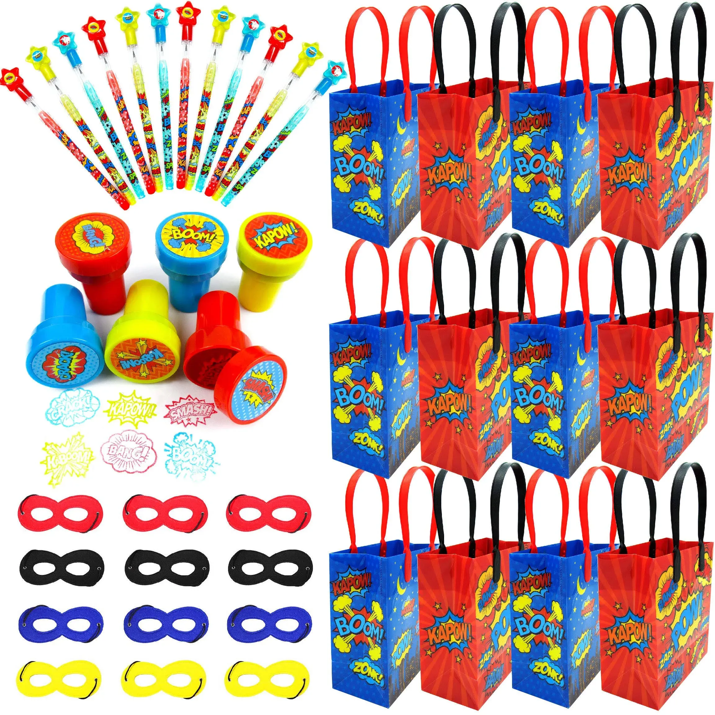 Tiny Mills Superhero Birthday Party Favor Set of 60 Pcs 12 Large Party Favor ...