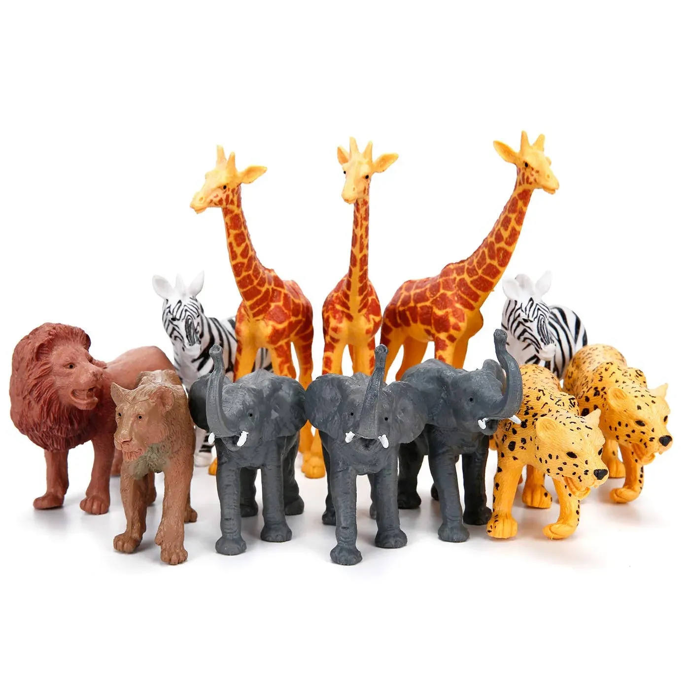 BOLZRA Jumbo Safari Animal Figurines 12 Piece African Jungle Zoo Set Realistic Elephant Giraffe Lion