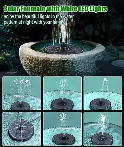 Szmp Solar Water Fountain Upgraded 100% Glass Panel 3.5w Solar Powered