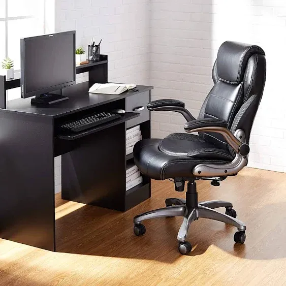 AmazonCommercial Ergonomic High-Back Bonded Leather Executive Chair with Flip-Up