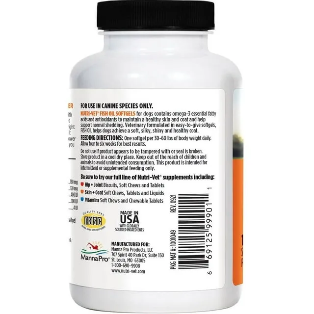 Nutri-Vet Fish Oil Softgels for Dogs