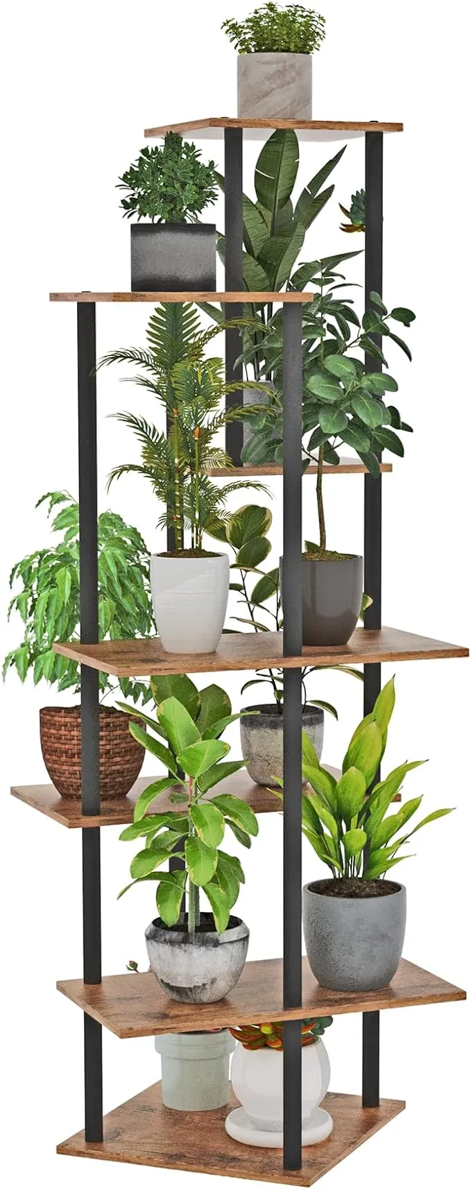 JEPRECO Plant Stand 8 Tier 9 Potted, Tall Metal Plant Shelf Holder Organizer Rack Indoor Outdoor for Garden Balcony Patio Living Room, (Upgrade, Grey)