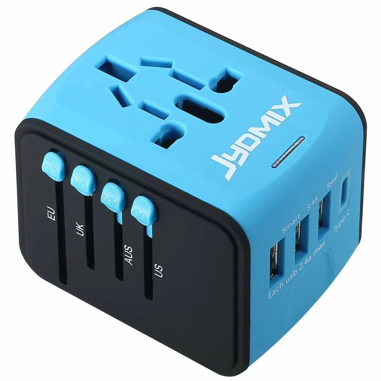 All in One Universal USB Travel Power Adapter with 3 USB Port and Type-C ...