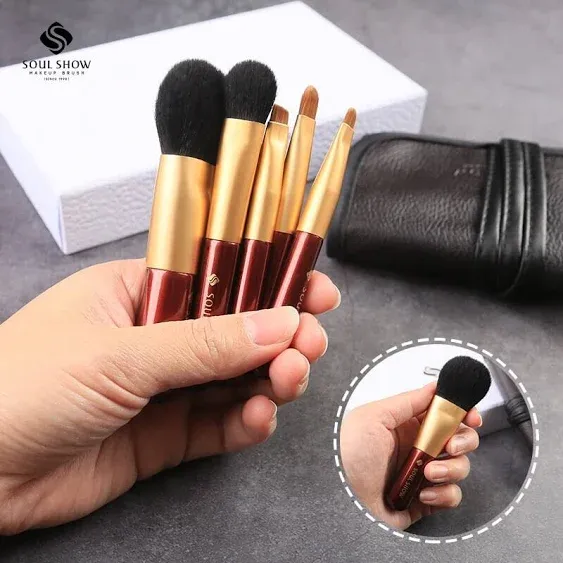 7pcs Mini Makeup Brush Essential Set Travel mini Size with PU bag and box