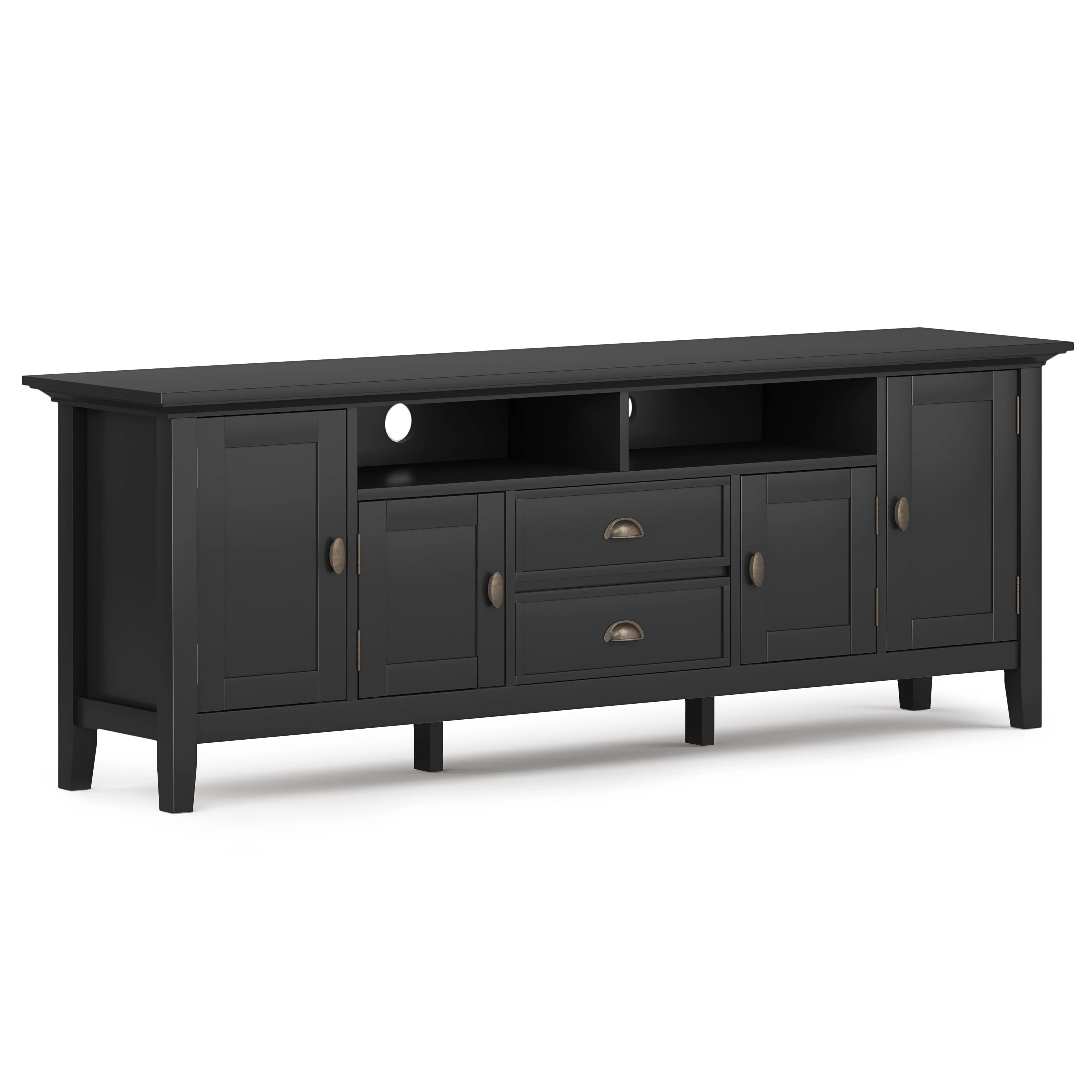 Simpli Home Redmond Solid Wood 72 inch TV Media Stand in Black for TVs Up to 80 ...