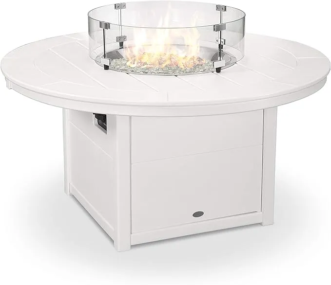 POLYWOOD Round 48" Fire Pit Table (White)