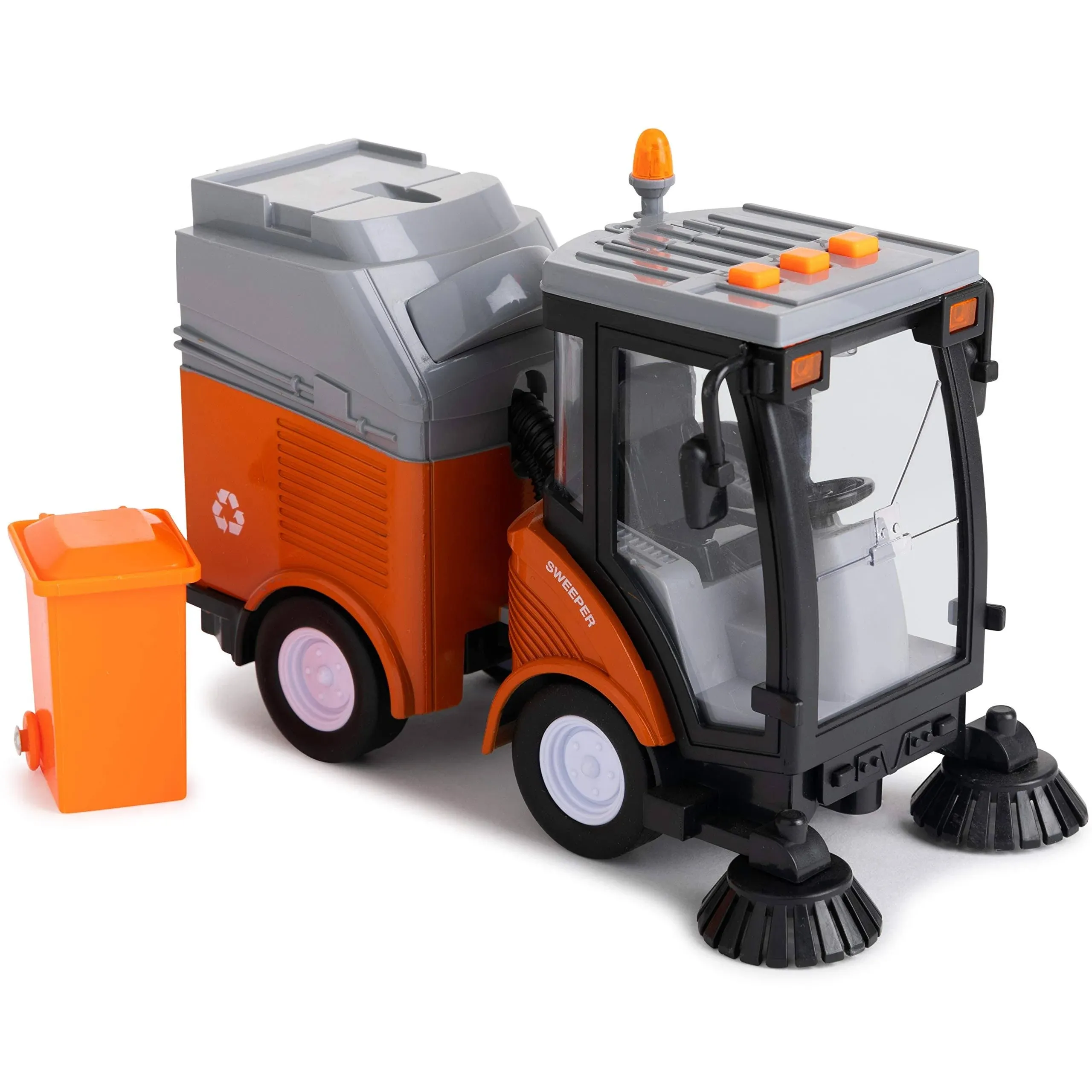 Street Sweeper Truck with Light &amp; Sound Effects - Friction Powered Wheels, 