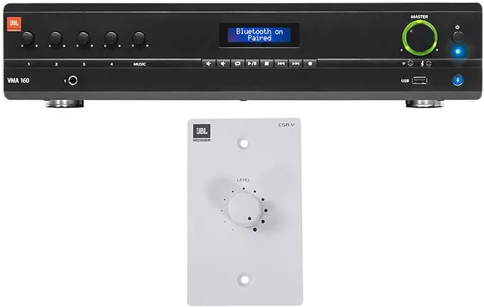 JBL VMA160 Commercial/Res<wbr/>taurant 120W Bluetooth Amplifier+Whit<wbr/>e Wall Controller