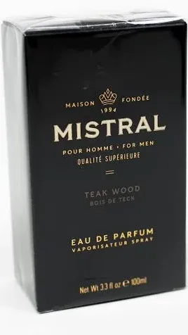 Mistral Men's Cologne, Bourbon Vanilla, Made in France, 3.4 oz, Size: 3.4 fl oz (Pack of 1)