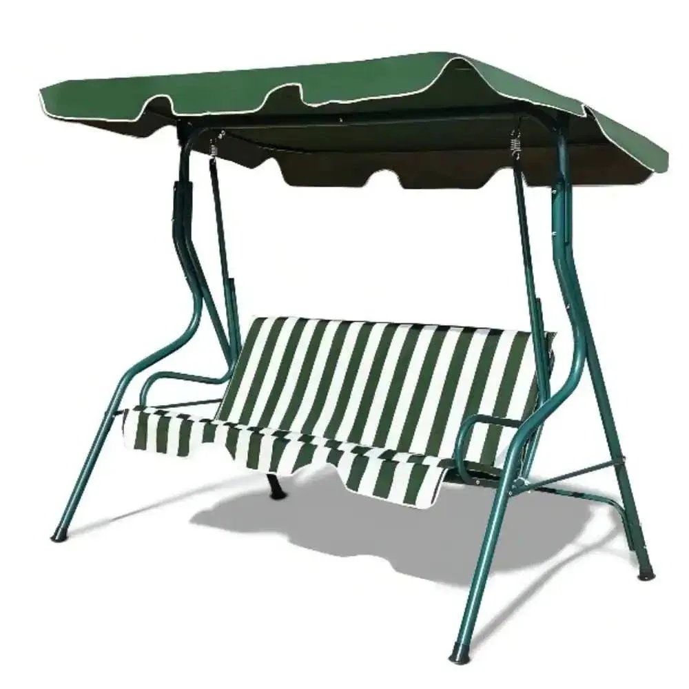 3-Person Steel Outdoor Patio Swing Chair with Cushion and Canopy