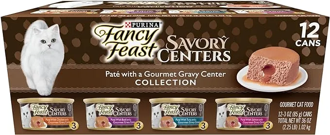 Fancy Feast Purina Savory Centers Pate Wet Cat Food Variety Pack