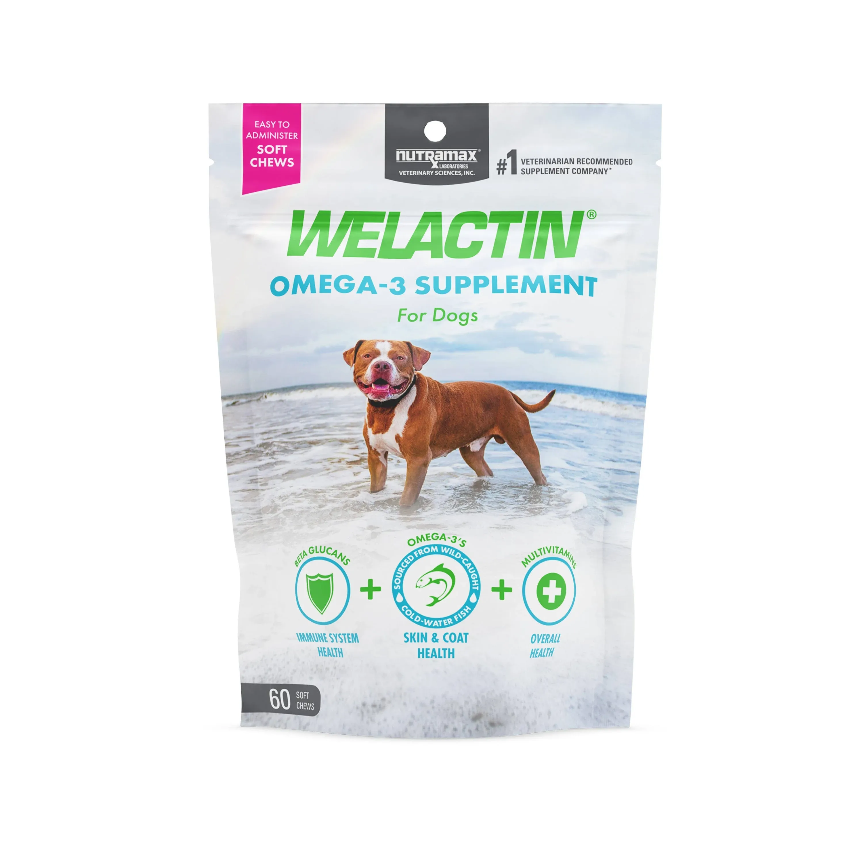 Nutramax Welactin Daily Omega-3 Supplement For Dogs, Skin & Coat Health Plus Overall Health, 60 Soft Chews