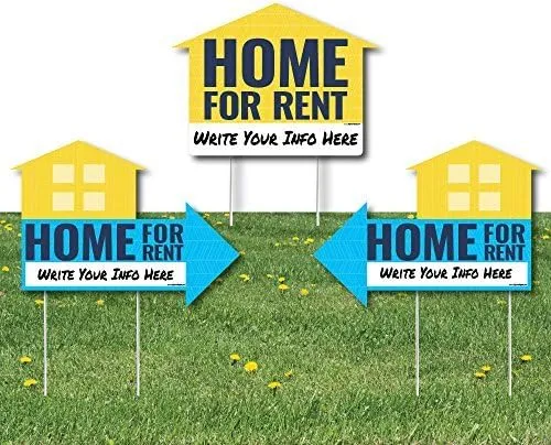 Big Dot of Happiness Home for Rent Signs - Yard Sign with Stakes - Double Sided Outdoor Lawn Sign - Set of 3