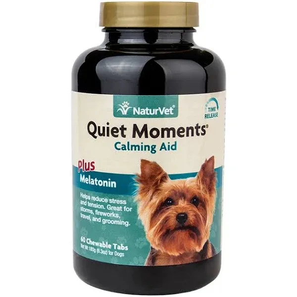 NaturVet Quiet Moments - Calming Aid Plus Melatonin (60 Tabs)