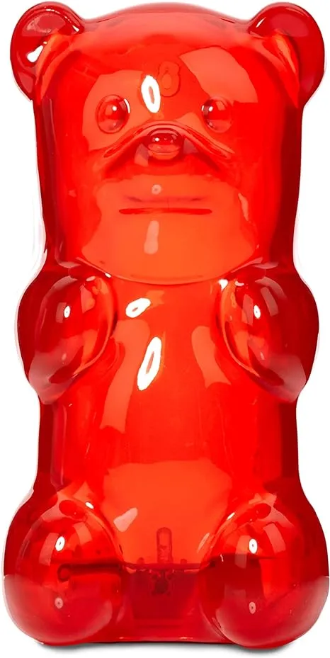 Gummygoods Squeezable Gummy Bear Night Light for Kids Room, Babies, Toddlers, Nursery | Rechargeable, Portable, Cordless, 60 Min Sleep Timer (Red)