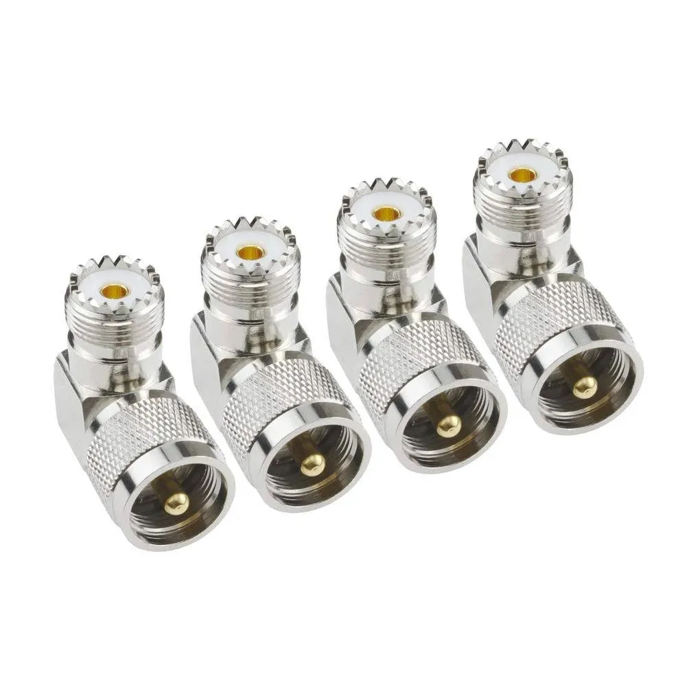 4PK UHF Male PL-259 to UHF Female SO-239 L Shape Right Angle 90 Degree RF Coax