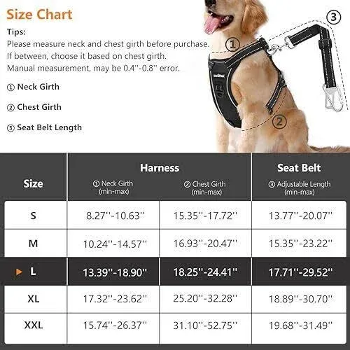 Vavopaw Dog Vehicle Safety Vest Harness, Adjustable Soft Padded Mesh