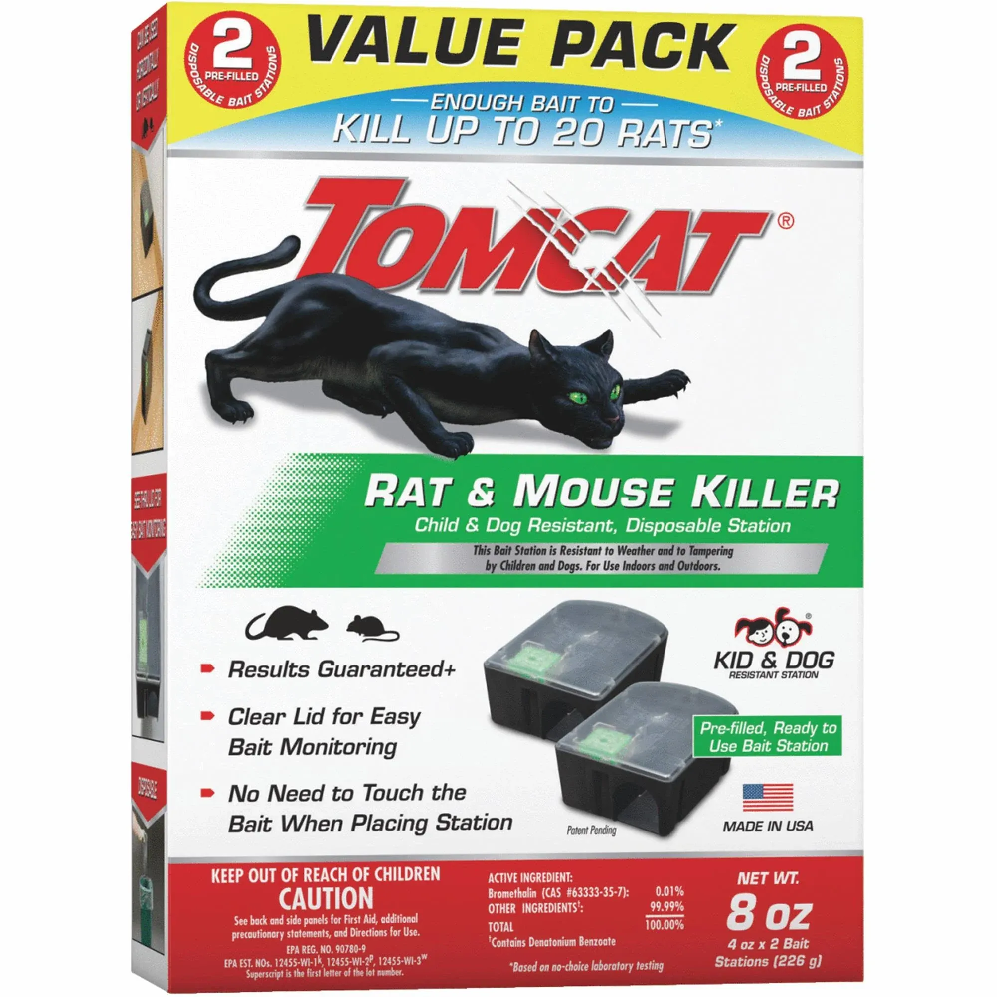 Rat and Mouse Killer Disposable Station Value Pack with 2-Disposable Bait Stations, Child and Dog Resistant